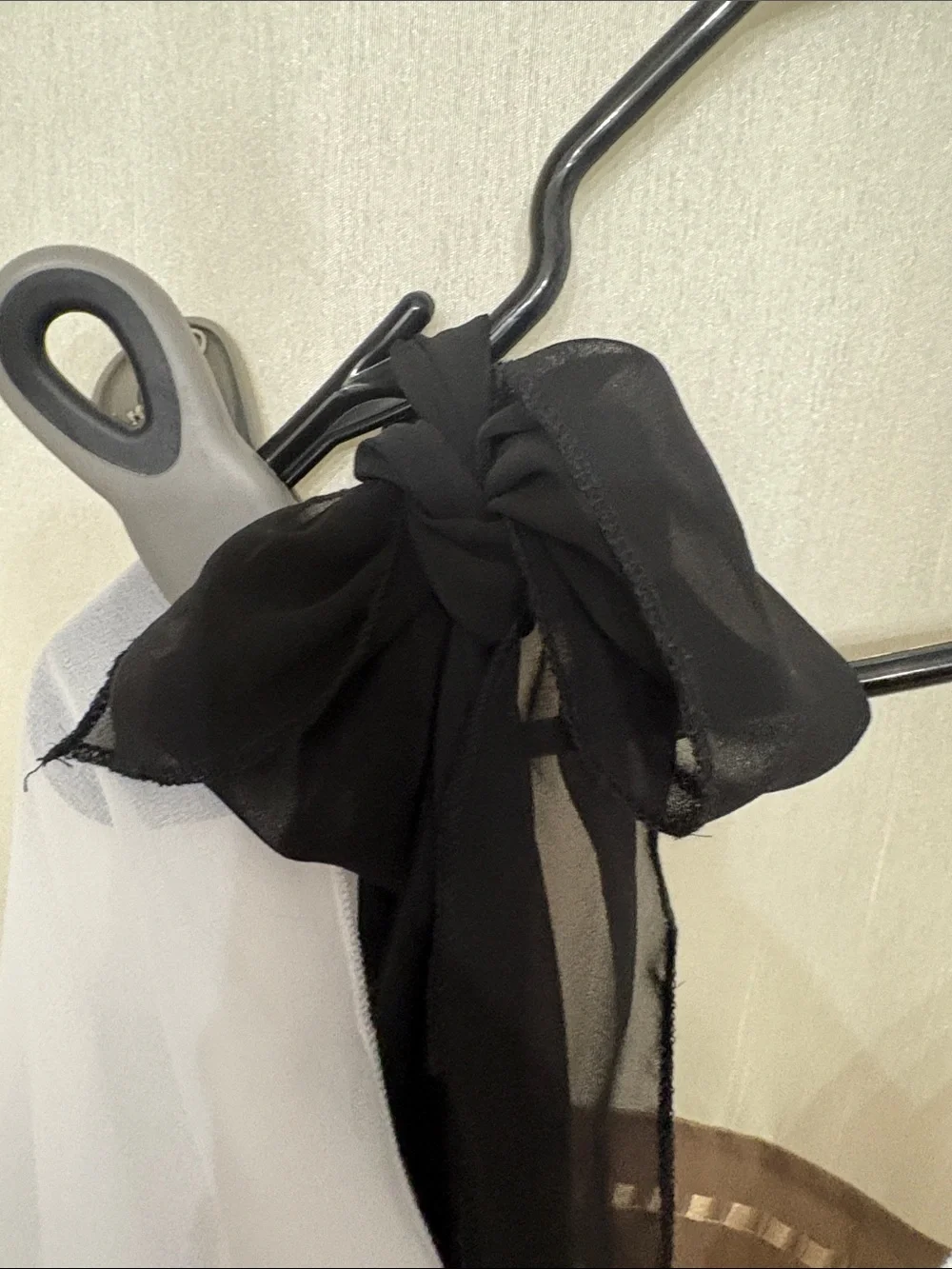 LOQ Black Sheer Chiffon One-Shoulder Blouse